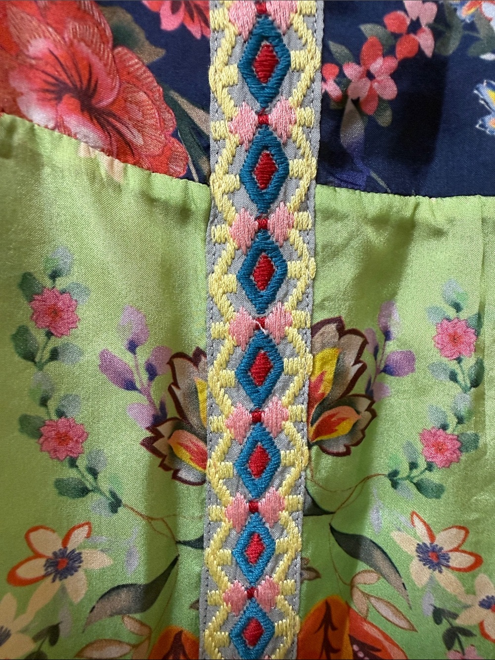 Johnny Was 100% silk Colorful Floral Patchwork Kimono Jacket - Picture 5 of 6